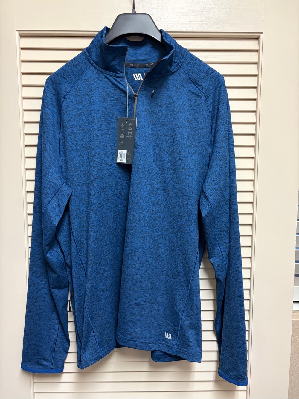 VRST Accelerate Warm 1/2 Zip Pullover Mens Large NWT Blue Performance Activewear